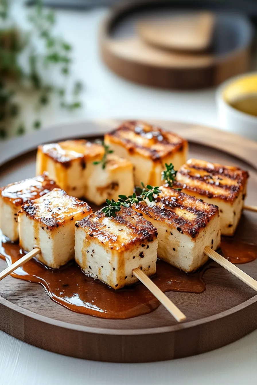 Grilled Halloumi Skewers with Lemon and Thyme 