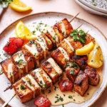 Grilled Lemon Salmon Skewers Ready to Serve