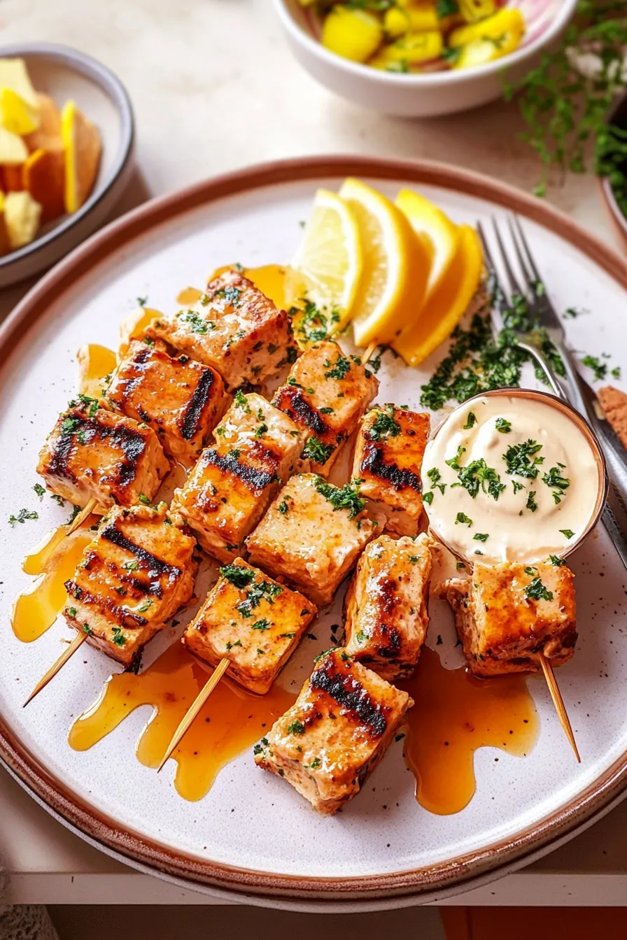 Grilled Lemon Salmon Skewers 