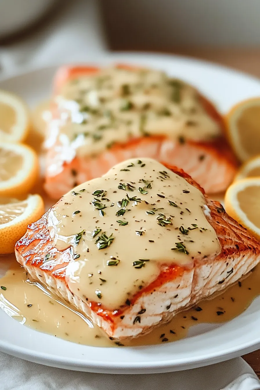 Delicious Honey Mustard Salmon Plated with Fresh Herbs