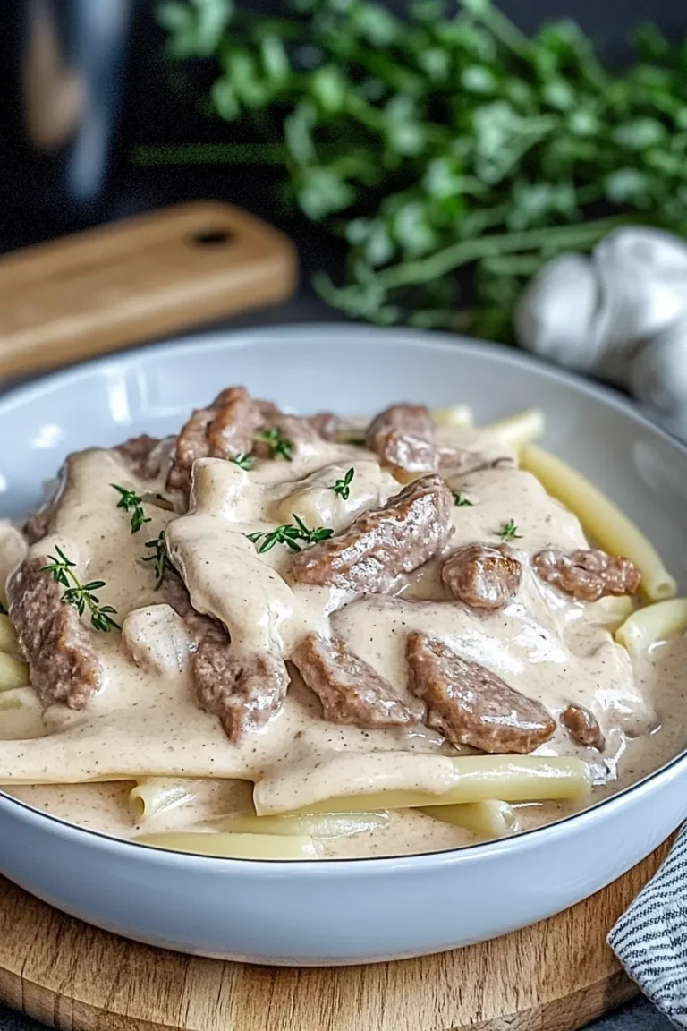 Irresistible Steak Creamy Garlic Pasta Plated