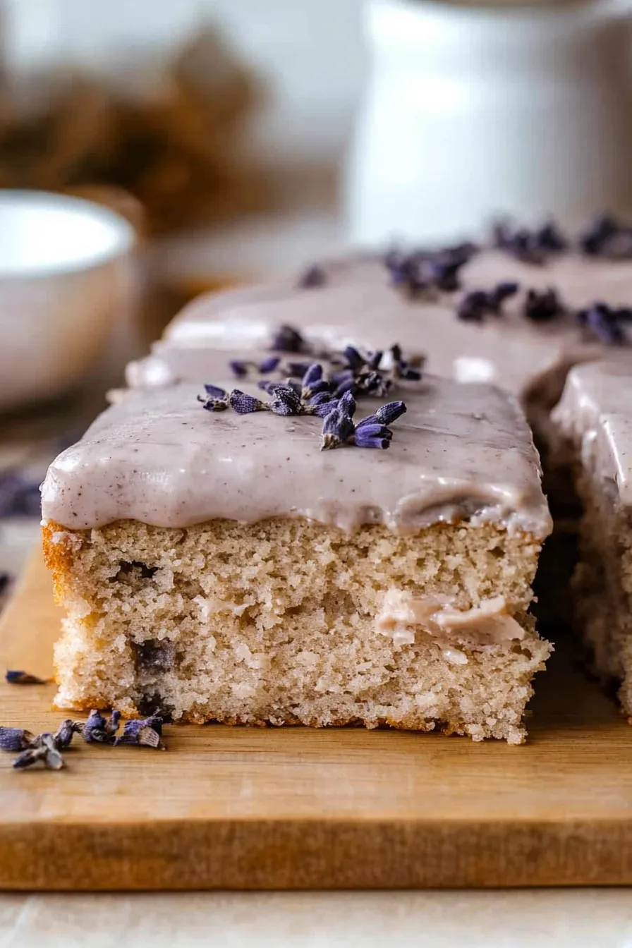Decadent London Fog Cake Slice on a Plate