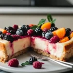 No-Bake Summer Berry And Peach Cheesecake Slices