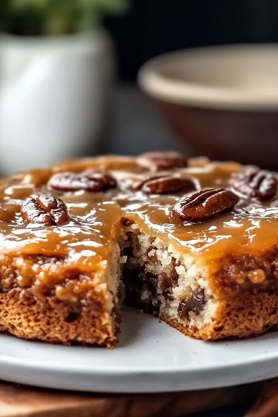 Pecan Upside Down Cake Close-Up