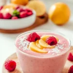 Delicious Raspberry Peach Smoothie in a Glass