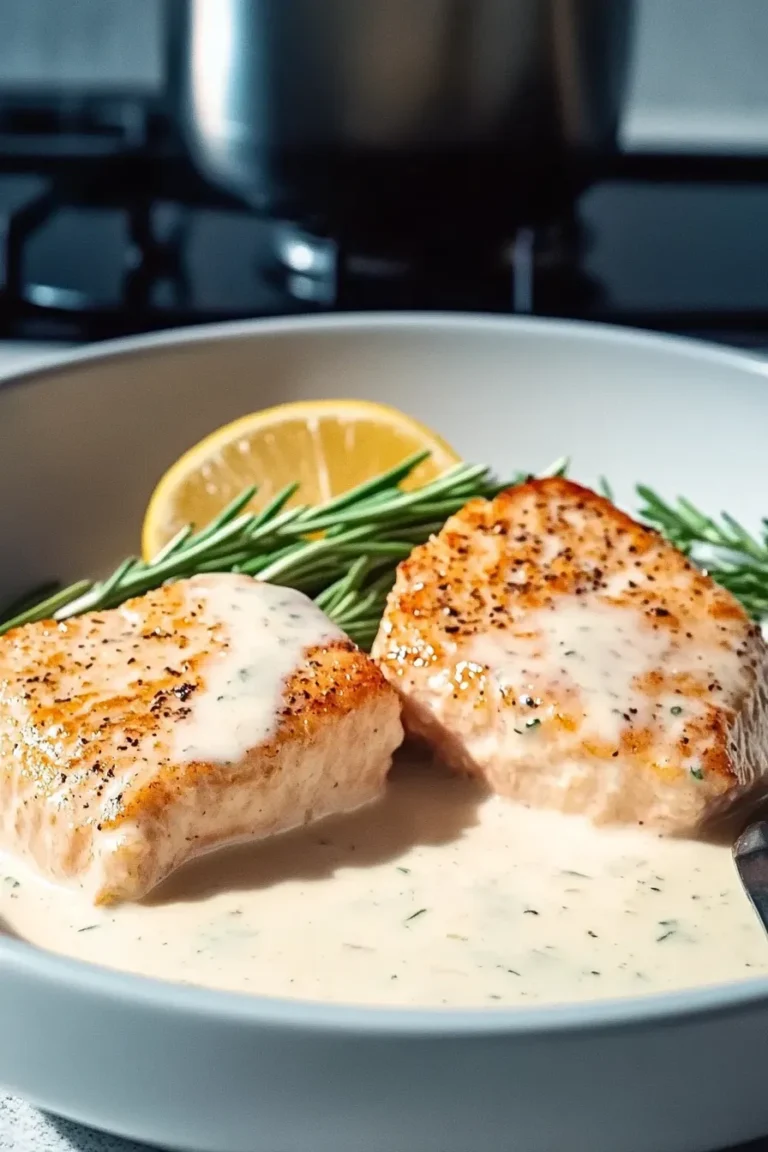 Salmon with Lemon Cream Sauce Plated
