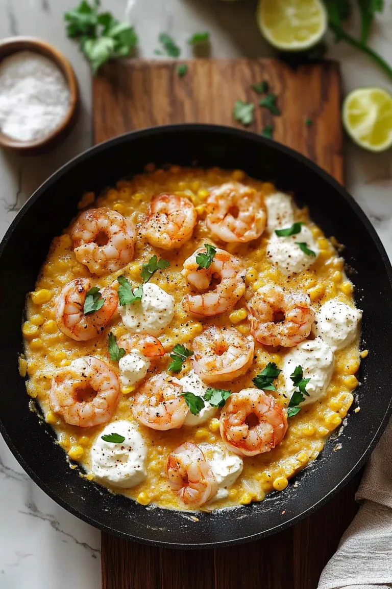 Shrimp and Creamed Corn in a Bowl