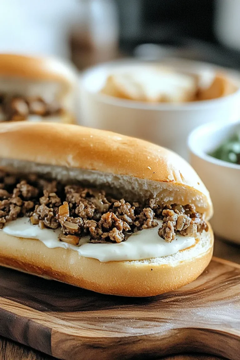 Mouthwatering Slow Cooker Ground Beef French Dip Sandwiches