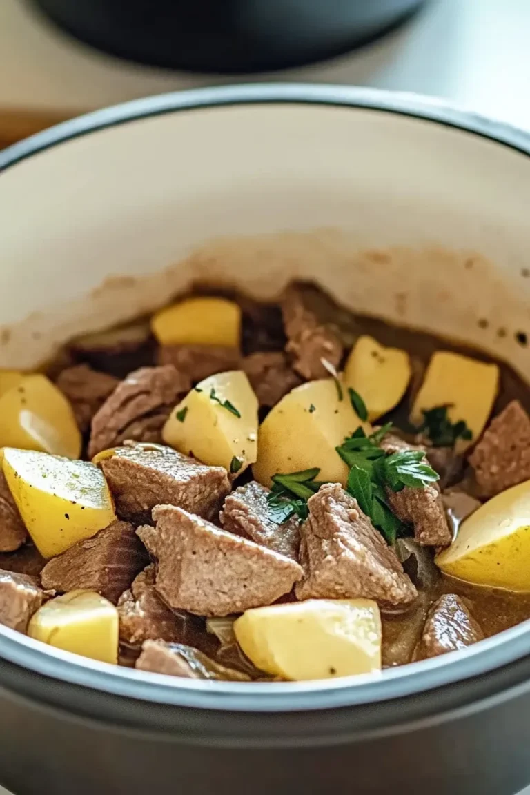 Delicious Slow Cooker Steak and Cheddar Potato Casserole