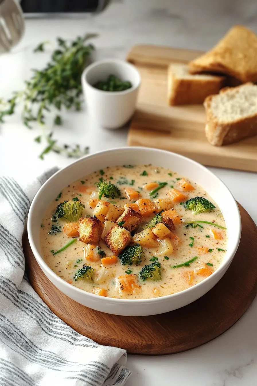 Creamy Smoked Gouda Broccoli Soup in a Bowl