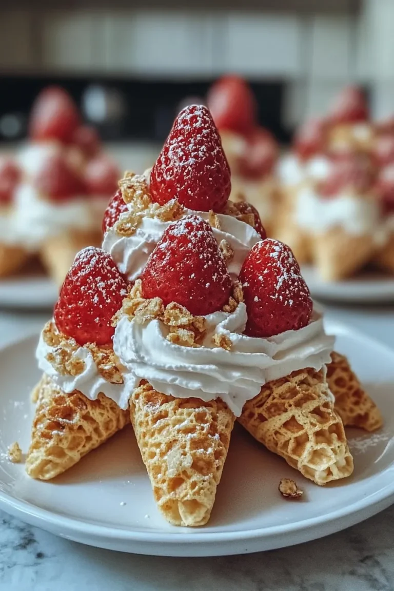 Strawberry Crunch Cheesecake Cones Ready to Enjoy