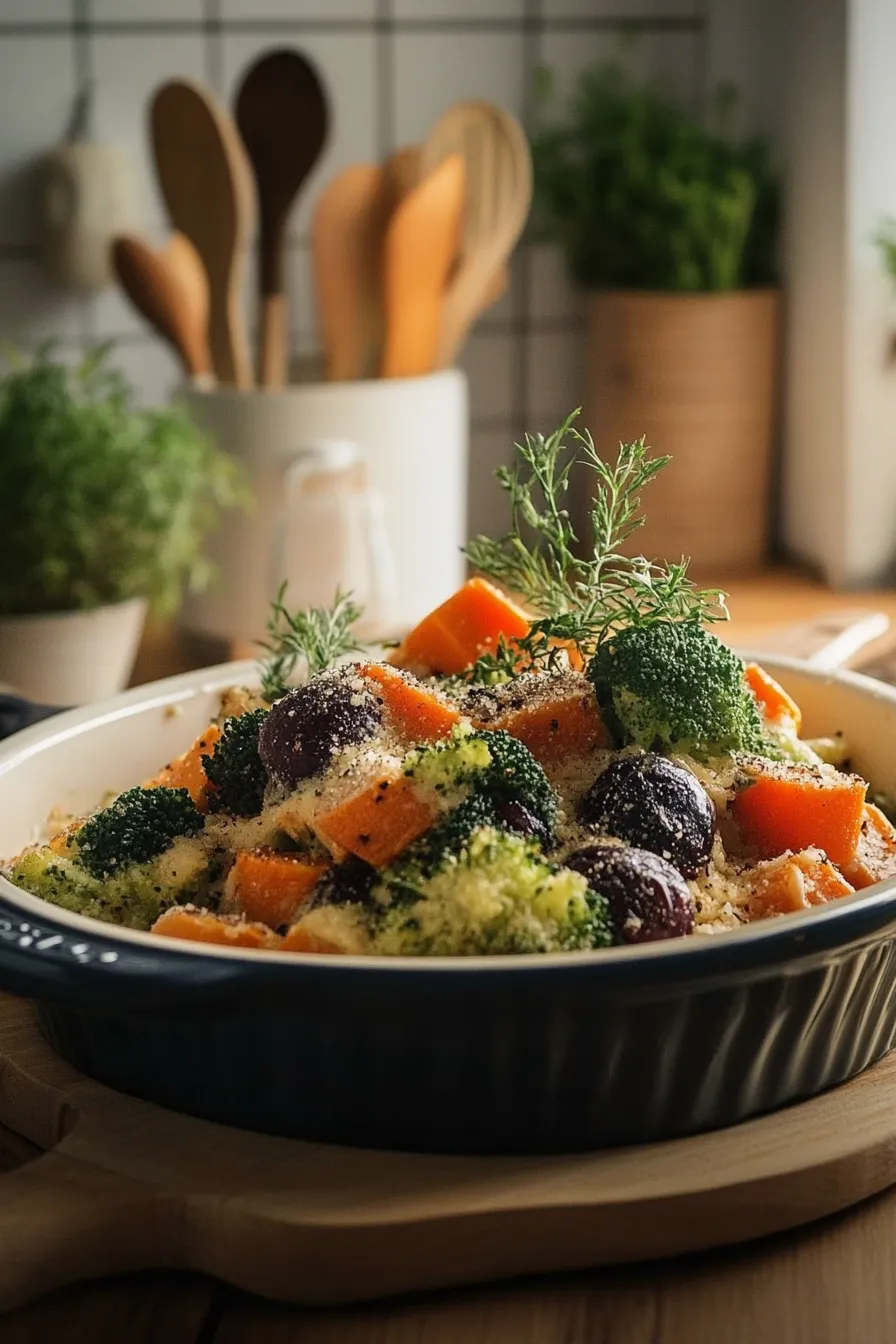 Delicious Vegetable Casserole Served Hot