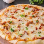 Bacon Alfredo Pizza Freshly Baked and Ready to Serve