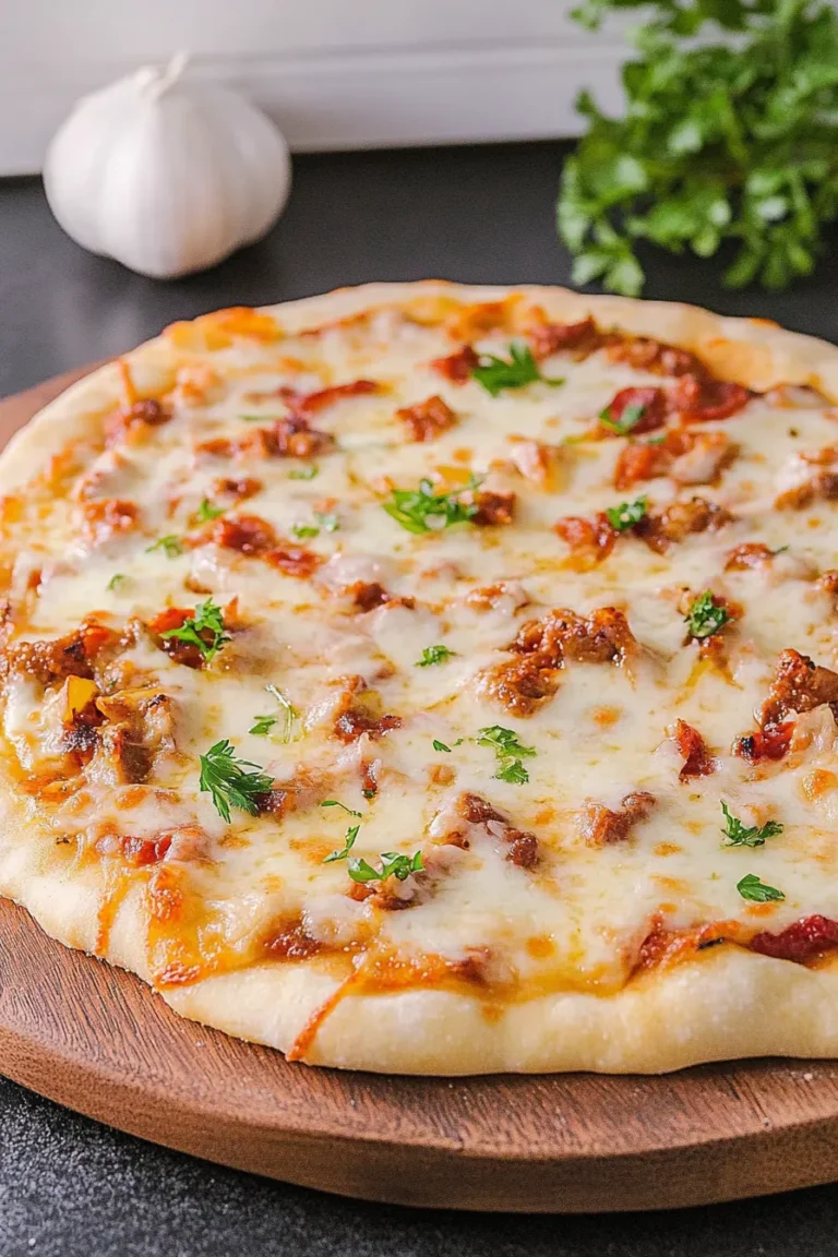 Bacon Alfredo Pizza Freshly Baked and Ready to Serve