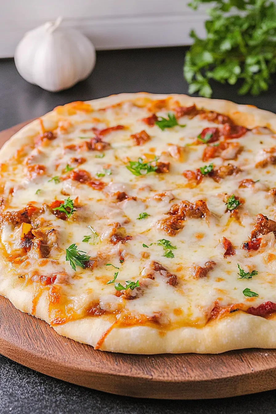Bacon Alfredo Pizza Freshly Baked and Ready to Serve
