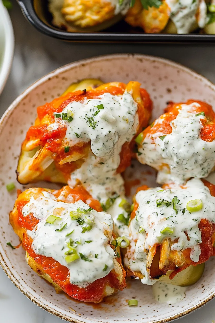 Buffalo Chicken Stuffed Peppers – Dairy Free & Low Carb