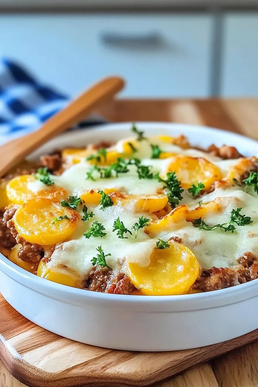Delicious Cheesy Hamburger Potato Casserole Ready to Serve