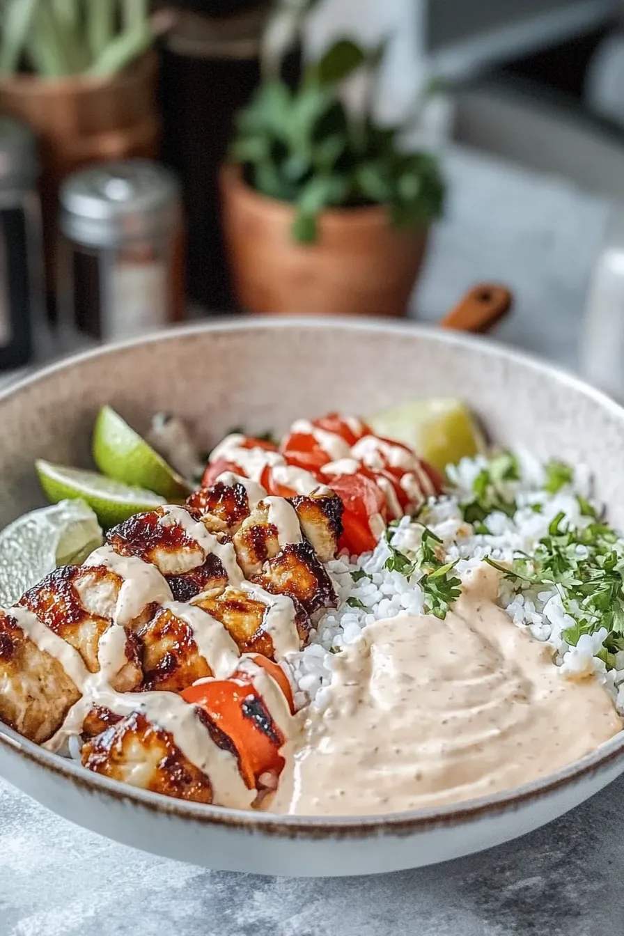 Chili Chicken Bowl with Coconut Lime Drizzle
