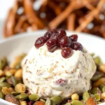 Cranberry Parmesan Cheese Ball Garnished with Herbs