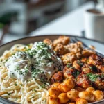 Creamy Cajun Chicken Pasta with Whipped Roasted Garlic Feta Plate