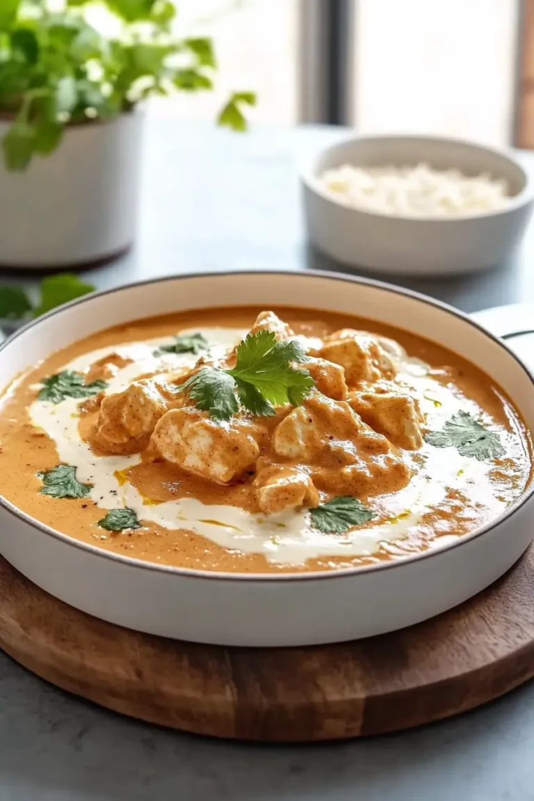 Crockpot Butter Chicken Served with Rice