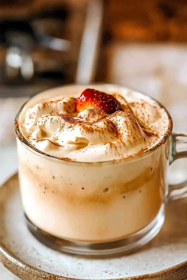 Dalgona Coffee in a Glass with Whipped Cream