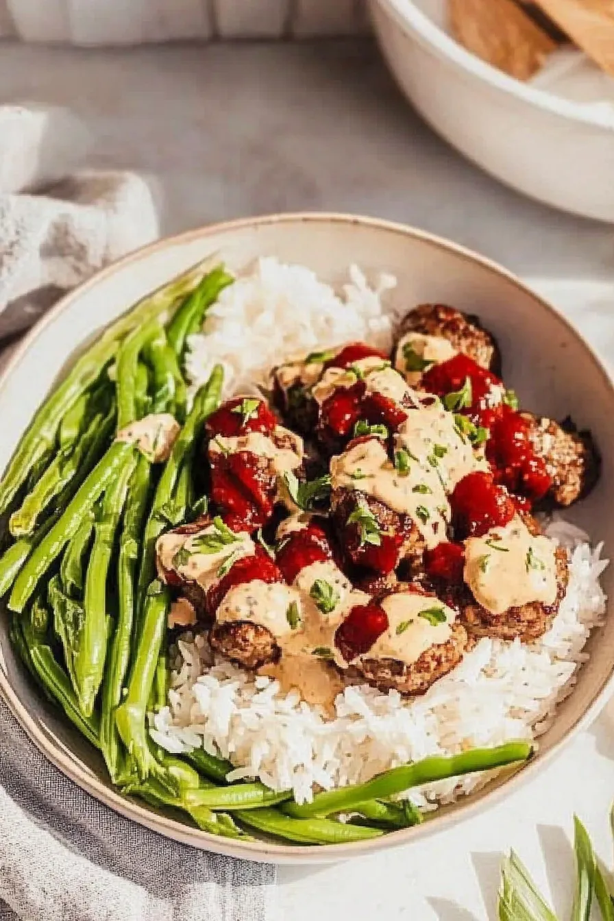 Spicy Firecracker Meatballs on Plate