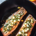 Garlic Herb Roasted Salmon on a White Plate