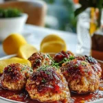 Homemade Meatballs on a Plate with Fresh Herbs