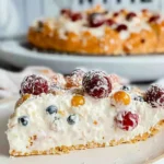Decadent No Bake Timbit Cheesecake Slice on a Plate