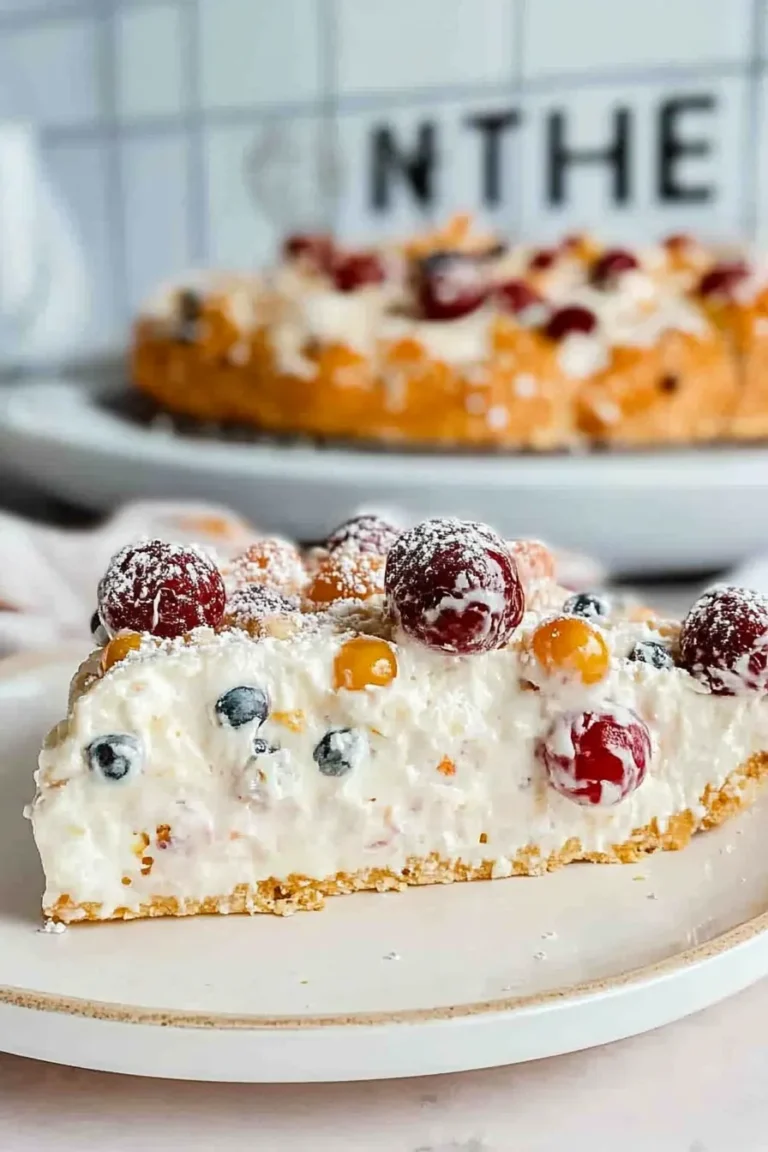 Decadent No Bake Timbit Cheesecake Slice on a Plate