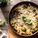 Delicious One Skillet Cheesy Broccoli Cheddar Orzo Bake