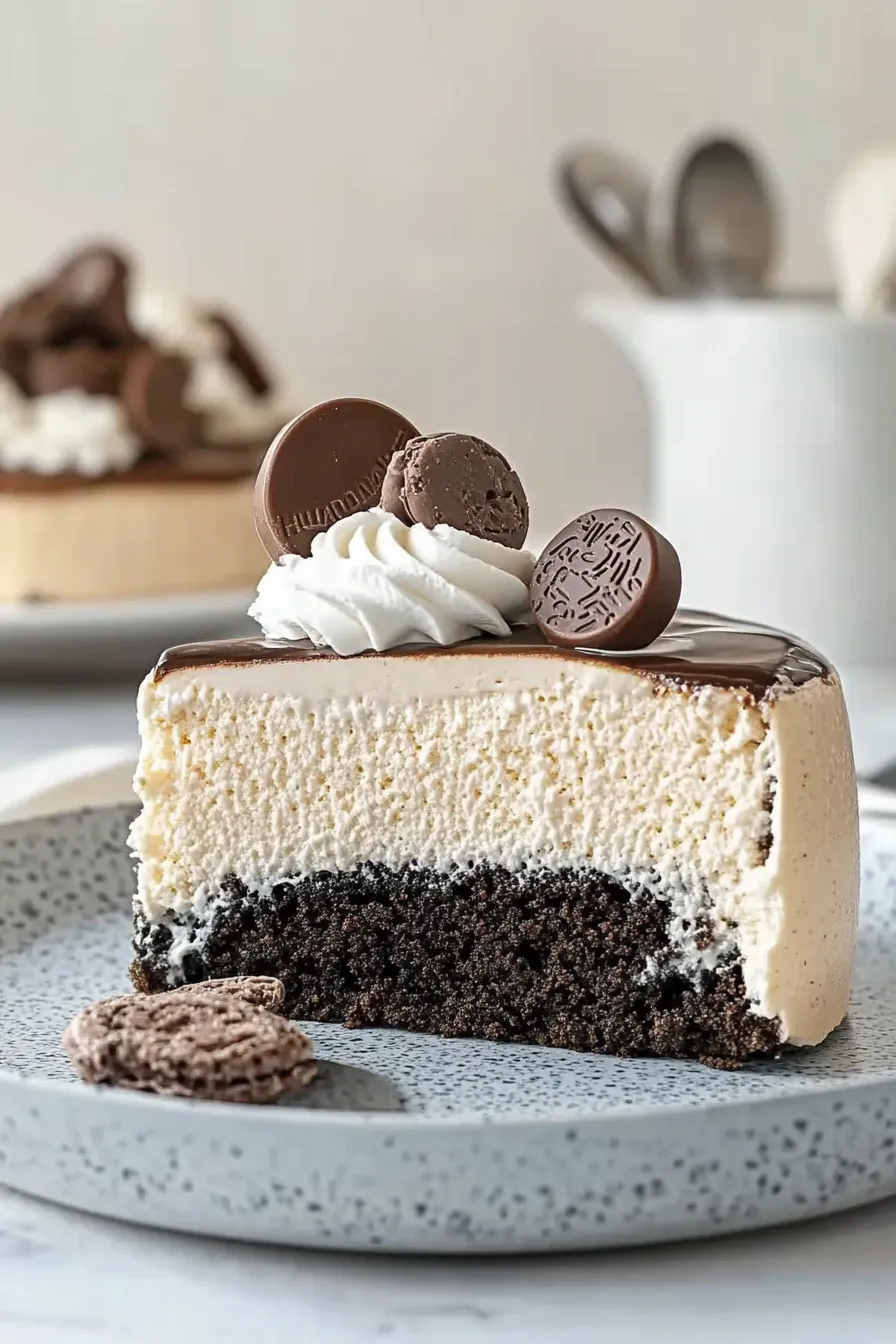 Decadent Oreo Cheesecake Slices on a Plate