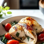 Delicious Roasted Red Pepper, Spinach, and Mozzarella Stuffed Chicken