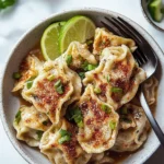 Spicy Chicken Wontons with Chili Lime Sauce Plated