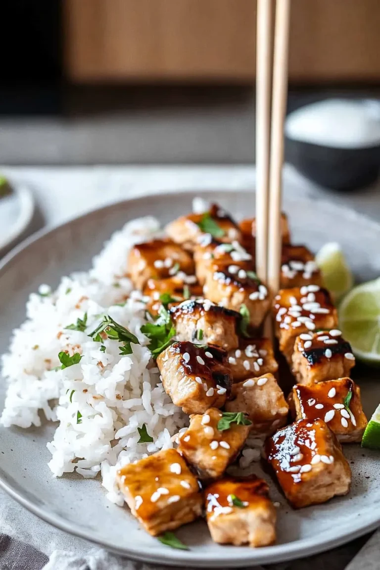 Grilled Teriyaki Chicken Skewers Ready to Serve