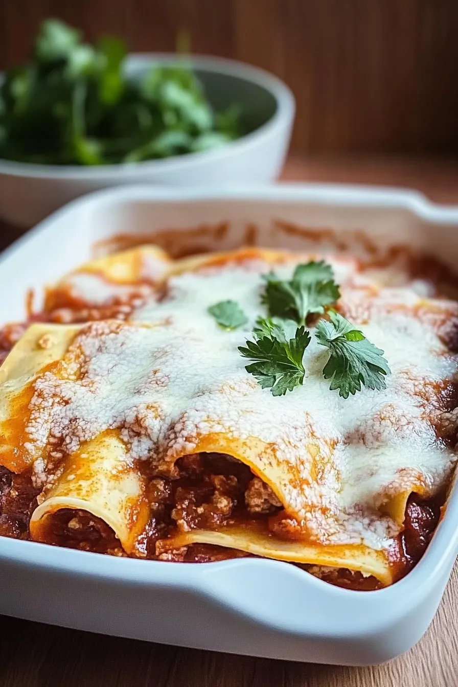 Cheesy Rotisserie Chicken Enchiladas on a Plate