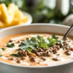Delicious Creamy Cheesy Ground Beef Taco Soup in a Bowl