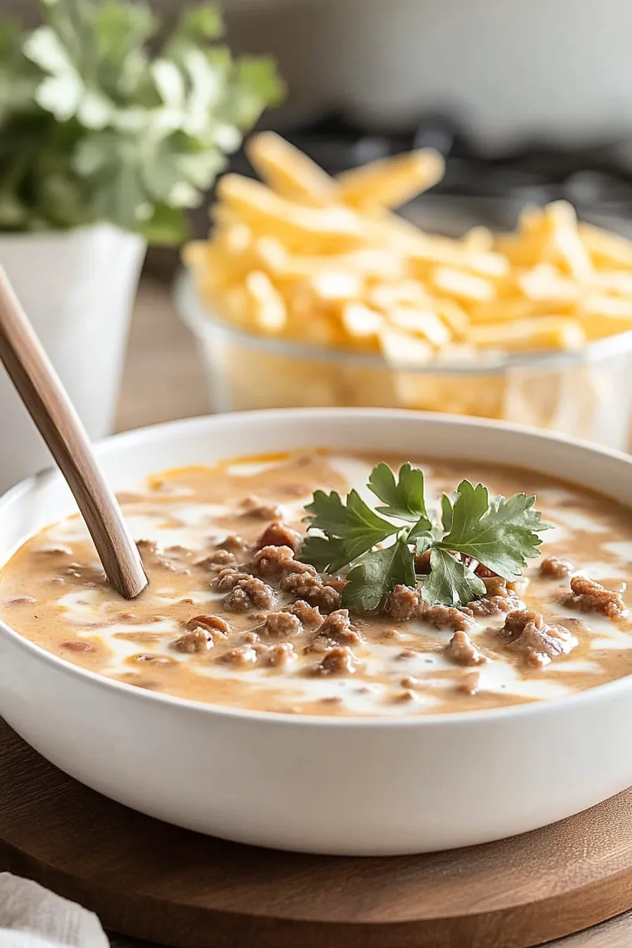 Creamy Cheesy Ground Beef Taco Soup Recipe