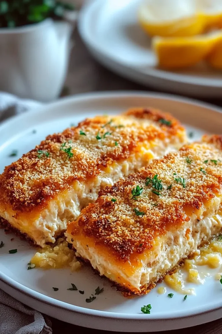 Crispy Parmesan Crusted Baked Salmon on a Plate