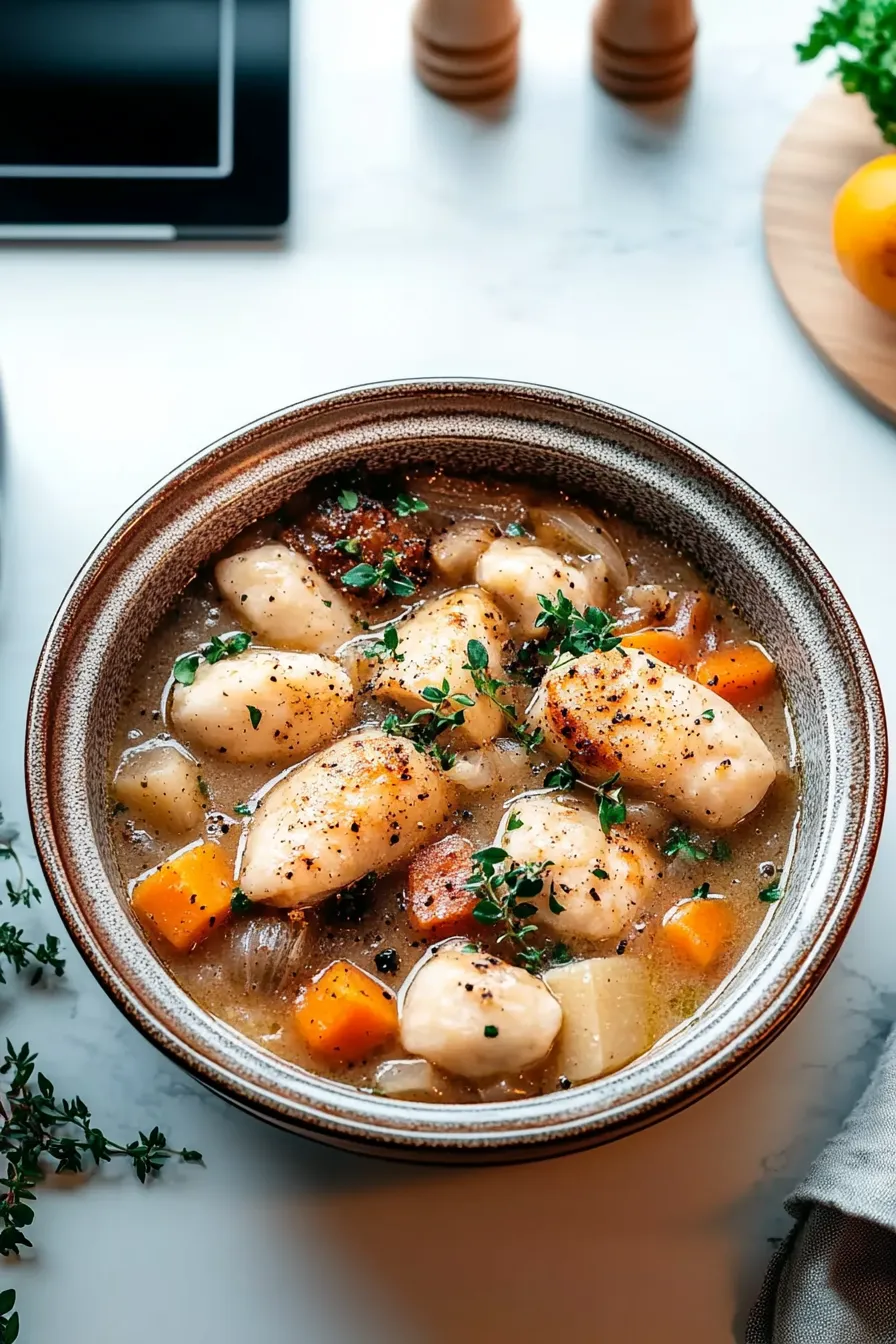 Crockpot Angel Chicken on a Serve Plate
