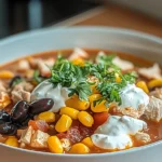 Delicious Hearty Chicken Taco Soup in a Bowl