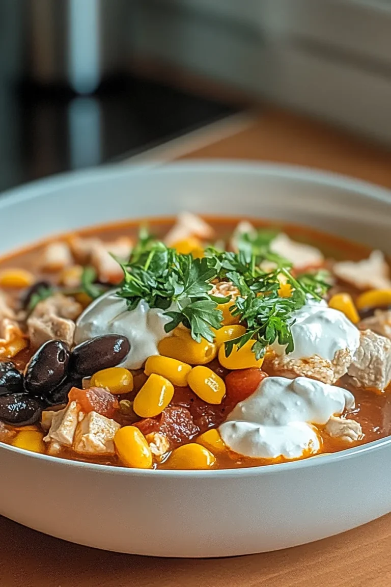 Delicious Hearty Chicken Taco Soup in a Bowl