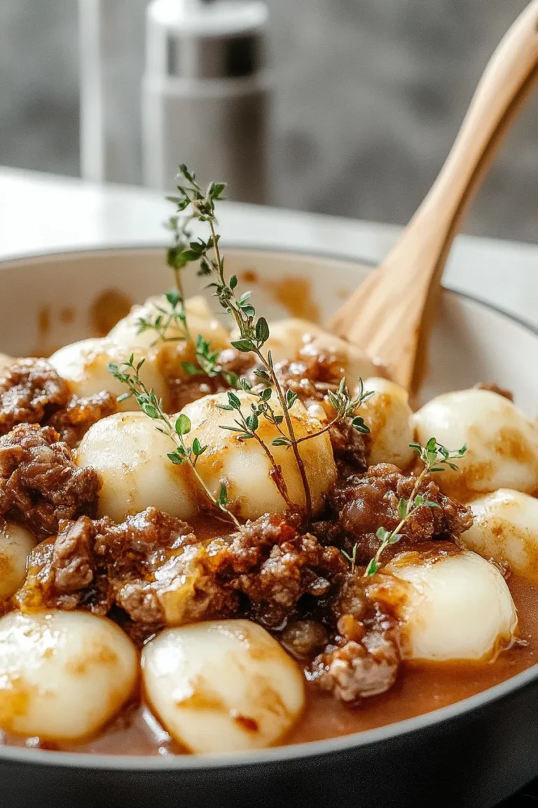 Hearty Ground Beef & Potato Hobo Casserole in a Baking Dish