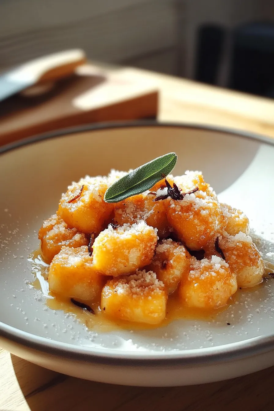 Homemade Pumpkin Gnocchi Served with Sage Butter Sauce