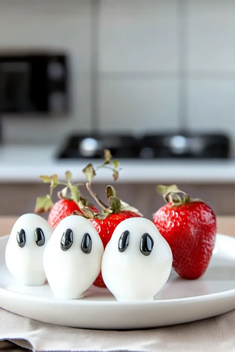 Quick & Creepy Ghost Strawberries Ready for Halloween Fun