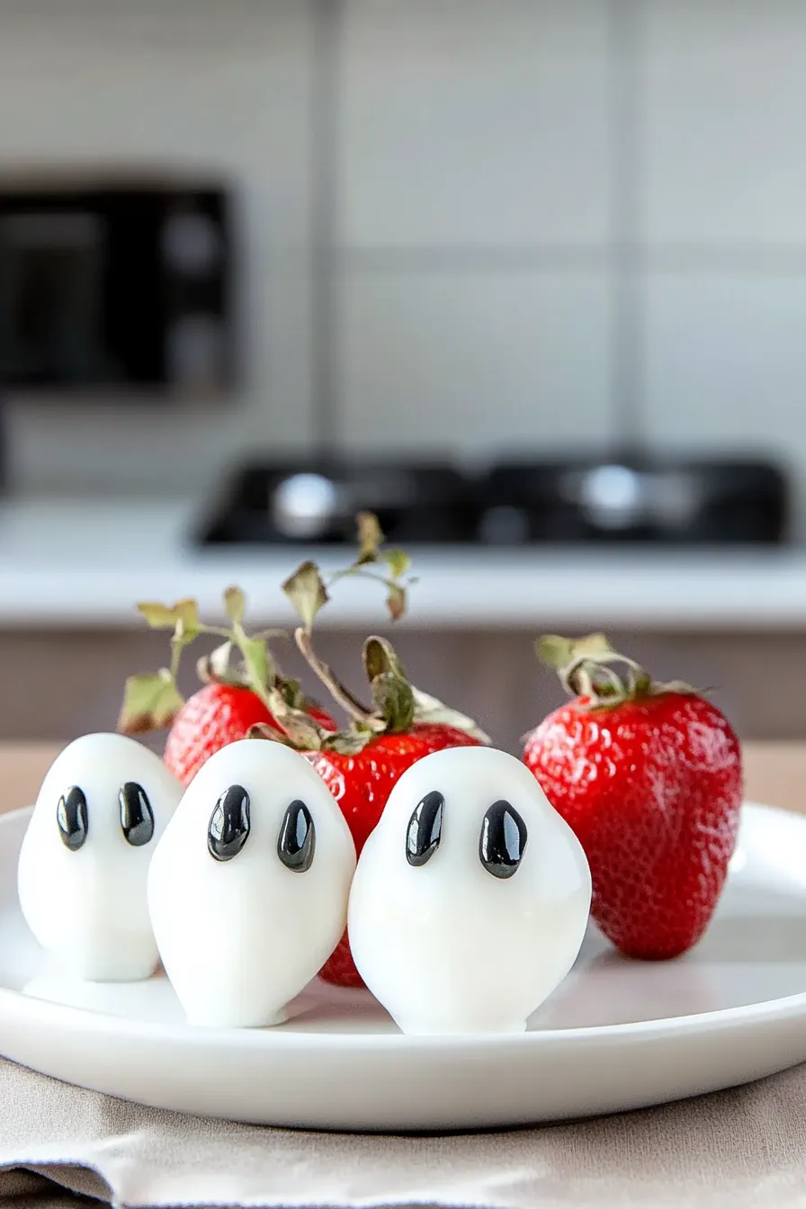 Quick & Creepy Ghost Strawberries Ready for Halloween Fun