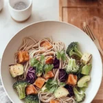 Savory Tofu Noodle Stir-Fry with Fresh Spring Vegetables