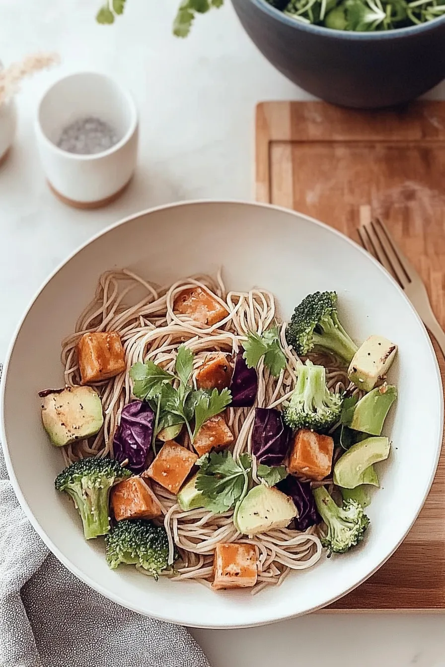Savory Tofu Noodle Stir-Fry with Fresh Spring Vegetables