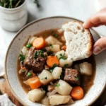 Slow Cooker Beef Stew with Root Vegetables in a Bowl